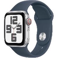 Montre Bluetooth - Montre Connectee - Montre Intelligente Apple Watch SE GPS + Cellular - 40mm - Boîtier Silver Aluminium - Bracelet Storm Blue Sport Band - M/L