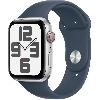 Montre Bluetooth - Montre Connectee - Montre Intelligente Apple Watch SE GPS + Cellular - 44mm - Boîtier Silver Aluminium - Bracelet Storm Blue Sport Band - M/L