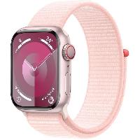 Montre Bluetooth - Montre Connectee - Montre Intelligente Apple Watch Series 9 GPS - 41mm - Boîtier Pink Aluminium - Bracelet Light Pink Sport Loop