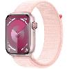 Montre Bluetooth - Montre Connectee - Montre Intelligente Apple Watch Series 9 GPS - 45mm - Boîtier Pink Aluminium - Bracelet Light Pink Sport Loop