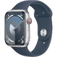 Montre Bluetooth - Montre Connectee - Montre Intelligente Apple Watch Series 9 GPS - 45mm - Boîtier Silver Aluminium - Bracelet Storm Blue Sport Band - S/M