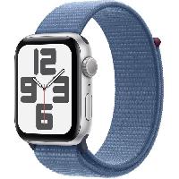 Montre Intelligente - Montre Connectee Apple Watch SE GPS - 44mm - Boîtier Silver Aluminium - Bracelet Winter Blue Sport Loop