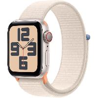 Montre Intelligente - Montre Connectee Apple Watch SE GPS + Cellular - 40mm - Boîtier Starlight Aluminium - Bracelet Starlight Sport Loop