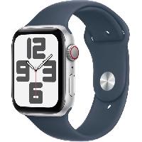 Montre Intelligente - Montre Connectee Apple Watch SE GPS + Cellular - 44mm - Boîtier Silver Aluminium - Bracelet Storm Blue Sport Band - M/L