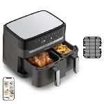 Friteuse Electrique MOULINEX Dual Easy Fry & Grill Friteuse sans huile et gril. Capacité 8.3 L. 2 tiroirs. 8 programmes. air fryer YY5637FB