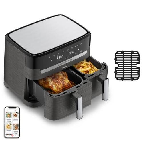 Friteuse Electrique MOULINEX Dual Easy Fry & Grill Friteuse sans huile et gril. Capacité 8.3 L. 2 tiroirs. 8 programmes. air fryer YY5637FB