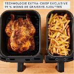 Friteuse Electrique MOULINEX Dual Easy Fry & Grill Friteuse sans huile et gril. Capacité 8.3 L. 2 tiroirs. 8 programmes. air fryer YY5637FB