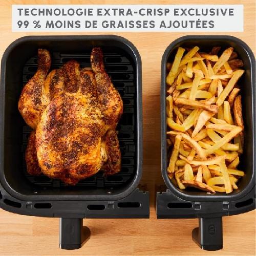 Friteuse Electrique MOULINEX Dual Easy Fry & Grill Friteuse sans huile et gril. Capacité 8.3 L. 2 tiroirs. 8 programmes. air fryer YY5637FB