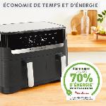 Friteuse Electrique MOULINEX Dual Easy Fry & Grill Friteuse sans huile et gril. Capacité 8.3 L. 2 tiroirs. 8 programmes. air fryer YY5637FB