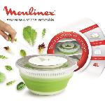 Panier A Salade - Essoreuse MOULINEX Essoreuse a salade retractable 4 L. Base antiderapante. Systeme de tirage par cordon. Bouton d'arret. Vert-Blanc K2530104