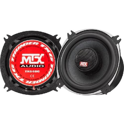 Autoradios : Enceintes - Haut-parleurs MTX TX640C Haut-parleurs voiture Coaxiaux 10cm 2 voies 70W RMS 4 Châssis alu Tweeters néodyme dôme soie Membrane pulpe célulose