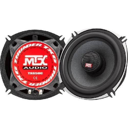 Autoradios : Enceintes - Haut-parleurs MTX TX650C Haut-parleurs voiture Coaxiaux 13cm 2 voies 80W RMS 4 châssis alu Tweeters néodyme dôme soie Membrane pulpe célulose