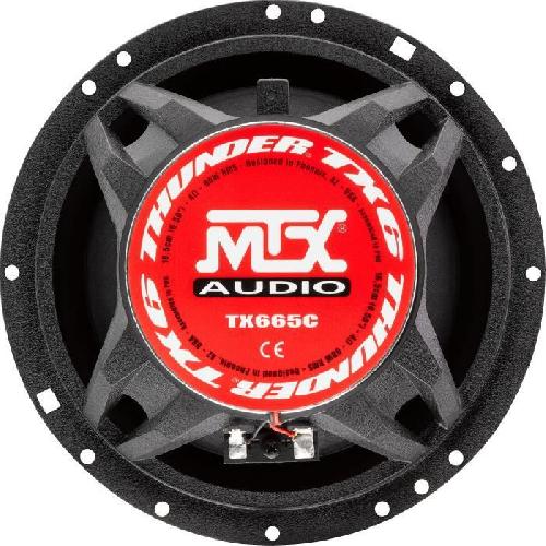 Autoradios : Enceintes - Haut-parleurs MTX TX665C Haut-parleurs voiture Coaxiaux 16.5cm 2 voies 90W RMS 4 Châssis alu Tweeters néodyme dôme soie Membrane pulpe célulose