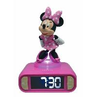 Multimedia Enfant Réveil digital Minnie 3D avec veilleuse lumineuse et effets sonores - LEXIBOOK - Pile - Rose et noir
