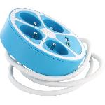 Multiprise Multiprise design circulaire - CHACON -  4X16 A - Cordon 1.5 m - Avec 2 USB-A + Interrupteur - Bleu