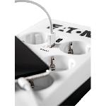 Multiprise-Parafoudre - EATON Protection Box 8 Tel USB FR - PB8TUF - 8 prises FR + 1 prise tel-RJ + 2 ports USB - Blanc et Noir