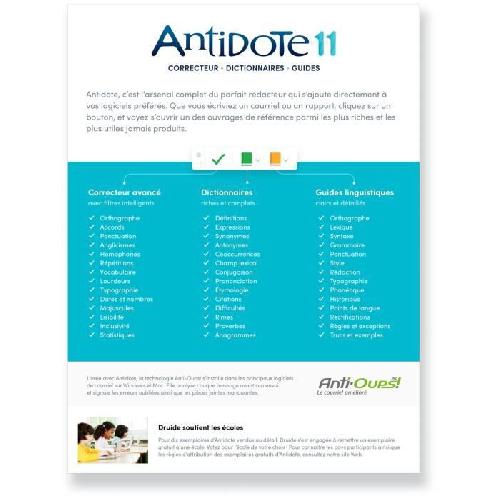 Logiciel Bureautique - Utilitaire MYSOFT Antidote+ Personnel - Abonnement 1 an - 1 utilisateur -Antidote 11 + Antidote Web + Antidote Mobile-