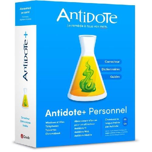 Logiciel Bureautique - Utilitaire MYSOFT Antidote+ Personnel - Abonnement 1 an - 1 utilisateur -Antidote 11 + Antidote Web + Antidote Mobile-