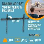 Fixation Tv - Support Tv - Support Mural Pour Tv NANOOK Support Mural inclinable pour téléviseurs de 40-65 Pouces- Solution de Montage pour des télés LCD et (O)LED - Noir