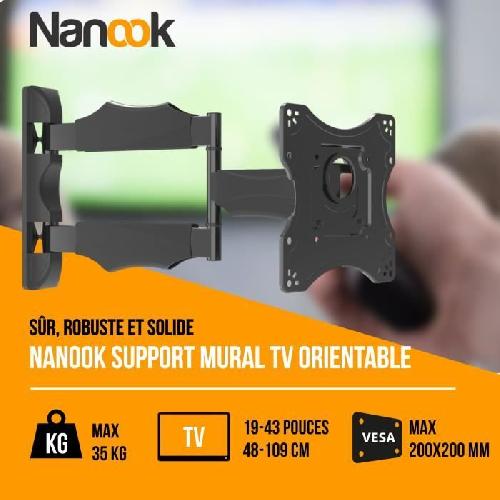 Fixation Tv - Support Tv - Support Mural Pour Tv NANOOK Support Mural orientable et inclinable pour téléviseurs 19-43 Pouces - Support Mural pour téléviseurs LCD. LED. QLED et OLED