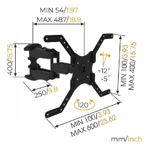 Fixation Tv - Support Tv - Support Mural Pour Tv NANOOK Support Mural orientable pour téléviseurs 40-65 Pouces - Inclinable - Support Mural pour téléviseurs LCD. LED. QLED et OLED