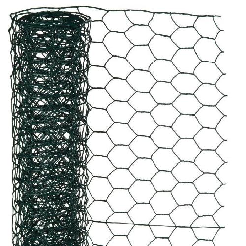 Cloture - Canisse - Brise Vue - Grillage - Panneau NATURE Maille hexagonale en acier galvanise plastifie vert - O 25 mm - 1x5 m