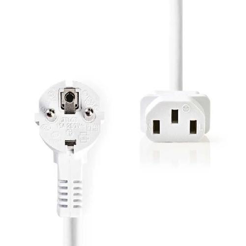 Cable - Connectique Pour Peripherique NEDIS Power Cable - Schuko Male Angled - IEC-320-C13 - 1.8 m - Blanc