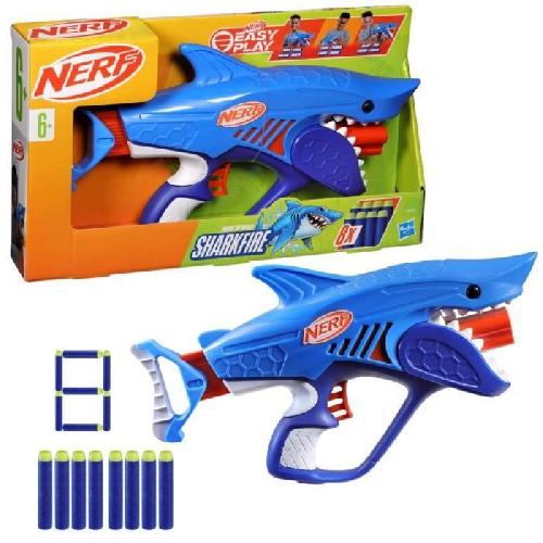 Recharge De Pistolet A Boule - Bille (puissance Inferieur A 0,07 Joule Uniquement) - Flechette En Mousse - Ventouse - Plastique Nerf Junior Wild blaster Sharkfire. facile a utiliser. 8 fléchettes Nerf Elite. a partir de 6 ans