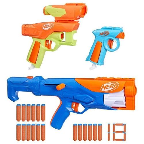 Pistolet A Boule - A Bille (puissance Inferieure A 0,07 Joule) - A Flechette En Mousse - Ventouse - Plastique Nerf N Series Gear Up Pack. 3 Blasters. 18 fléchettes Nerf N1 compatibles Uniquement avec Les Blasters Nerf N Series