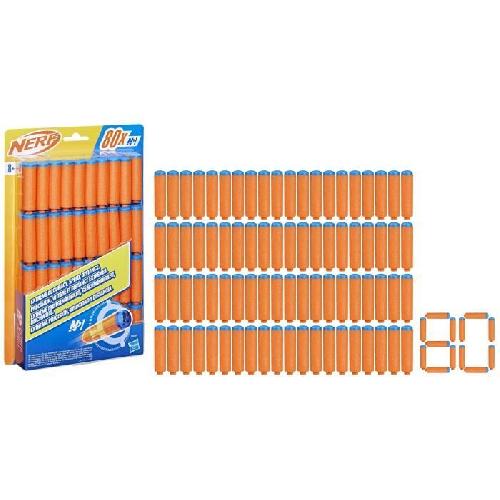 Pistolet A Boule - A Bille (puissance Inferieure A 0,07 Joule) - A Flechette En Mousse - Ventouse - Plastique Nerf N-Series Pack de 80 fléchettes. Pour blaster NSeries