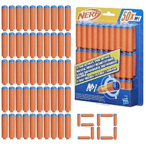 Figurine Miniature - Personnage Miniature Nerf N Series Recharge de 50 fléchettes N1. Fléchettes en mousse compatibles avec les blasters Nerf N Series. Jouet pour enfants et