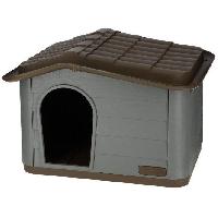 Niche KERBL Niche extérieure en plastique pour chats ou chien Taille M -  75 x 59 x 55 cm- Gris et marron -