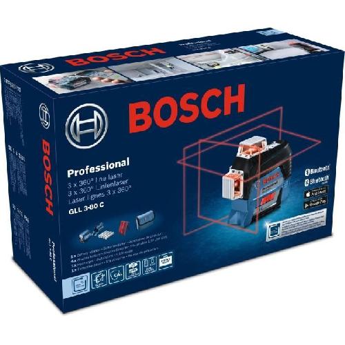 Longueur (telemetre - Laser Mesureur) Niveau laser lignes Bosch Professional GLL 3-80 C - 0601063R00 - Noir et bleu - Sans fil - Portee 120 m