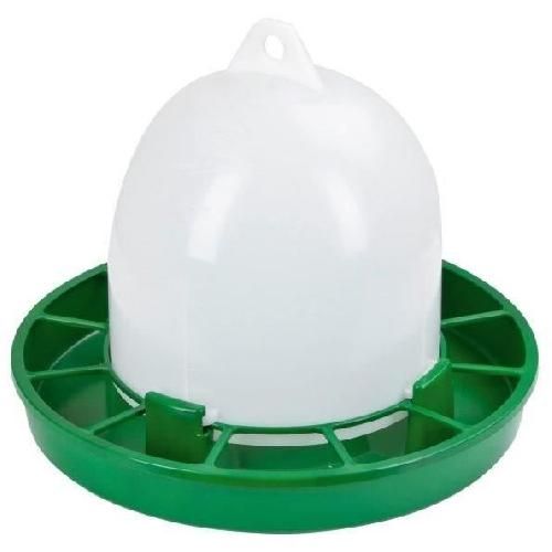 Distributeur D'aliment Nourrisseur plastique poules - KERBL - 24 cm - Ø30 cm - 2.5 kg - Blanc / Vert