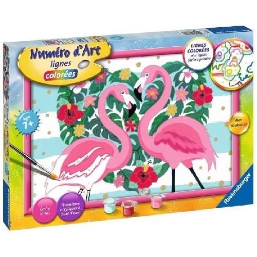 Jeu De Coloriage - Dessin - Pochoir Numéro d'art - grand format - Flamingos amoureux - Ravensburger - Kit complet de Peinture au numéro - Des 9 ans