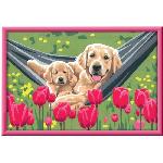 Jeu De Peinture Numéro d'Art grand format - Labrador et tulipes -4005556235988 - Ravensburger