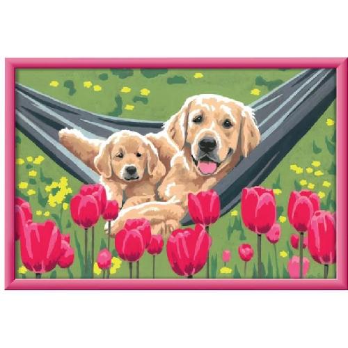 Jeu De Peinture Numero d'Art grand format - Labrador et tulipes -4005556235988 - Ravensburger