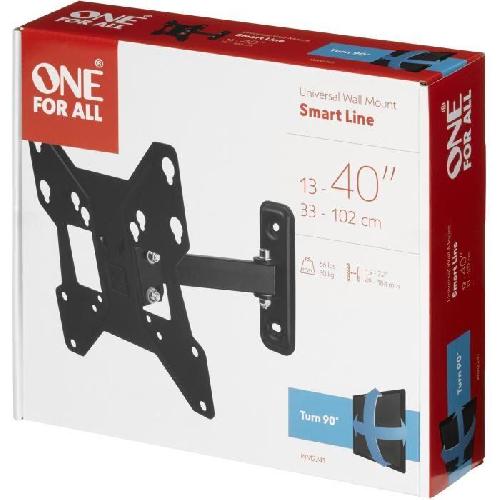 Fixation Tv - Support Tv - Support Mural Pour Tv ONE FOR ALL WM2241 Support mural avec réglage d'inclinaison et de rotation (90°) pour TV de 13 a 43 (33 a 109cm) - Poids max : 30kg