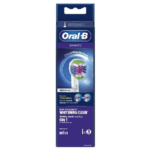 Brossette Oral-B 3D White - Lot de 3 tetes de rechange pour brosse a dents electrique avec technologie CleanMaximiser