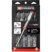 Outil A Main Coffret de 9 Tournevis Protwist FACOM - AT.9PB - Fente/Phillips/Prozidriv - Standard - Gris