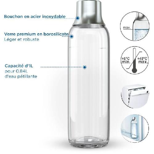 Gazeificateur - Machine A Sodas Pack 2 bouteilles BRITA - Pour machine SodaTRIO - Capacite 1L - Verre