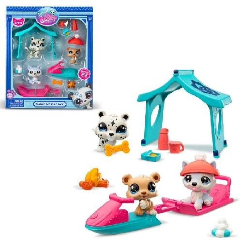 Figurine Miniature - Personnage Miniature Pack a theme 3 Pets - BANDAI - Littlest Pet Shop Neige - Animaux et accessoires