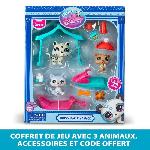 Figurine Miniature - Personnage Miniature Pack a theme 3 Pets - BANDAI - Littlest Pet Shop Neige - Animaux et accessoires