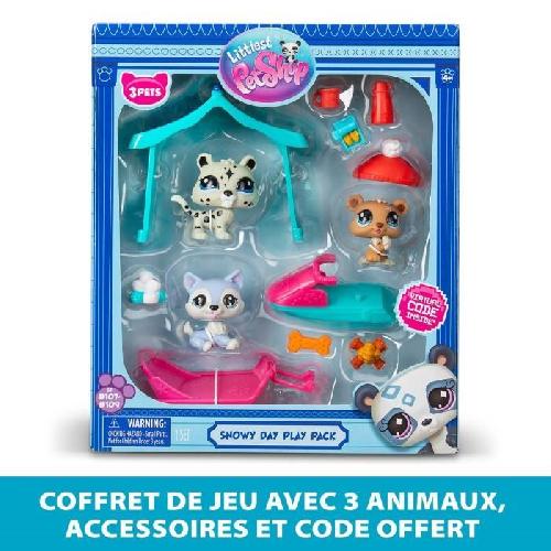 Figurine Miniature - Personnage Miniature Pack a theme 3 Pets - BANDAI - Littlest Pet Shop Neige - Animaux et accessoires