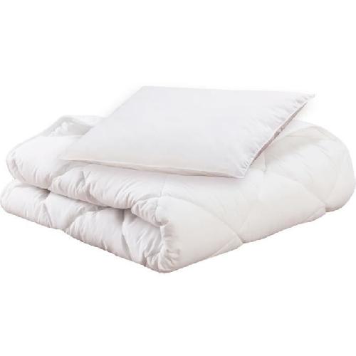 Couette Pack bio Couette 100x140cm + oreiller 40x60cm - MON P'TIT DODO - Chaude - 100% Polyester Fibre creuse siliconée - 1 personne -