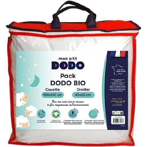 Couette Pack bio Couette 100x140cm + oreiller 40x60cm - MON P'TIT DODO - Chaude - 100% Polyester Fibre creuse siliconée - 1 personne -