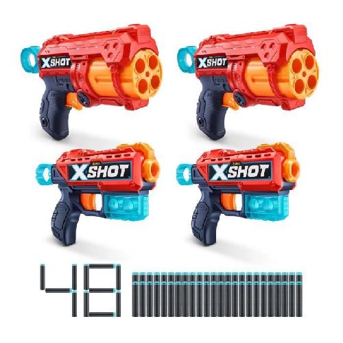 Arme Fictive - Baton - Epee - Baguette Pack Blasters - ZURU - Combo Pack 2 Kickback + 2 Reflex 6 - Blasters puissants avec tir a 27 metres et canon rotatif