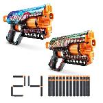 Arme Fictive - Baton - Epee - Baguette Pack Blasters - ZURU - XSHOT Skins Griefer 2PK - Blasters a canon rotatif avec tir a 27 metres et 24 flechettes incluses