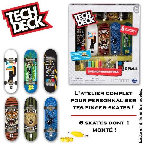 Finger Skate - Finger Bike - Accessoire Finger Skate - Accessoire Finger Bike Pack Finger Skate - Tech Deck - Skate Shop Bonus - Jaune - Mixte - 6 ans et plus