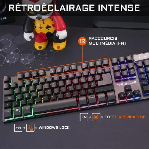 Pack Clavier - Souris Pack Gamer 2 en 1 - The G-Lab - COMBO KRYPTON - Souris Filaire - Clavier Filaire